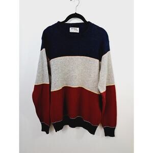 Puritan Thermax Men's Stripe Color-Block Wool Blend Sweater Size Large Grandpa